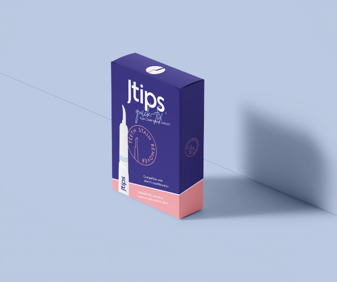 A side view of a box of Jtips Teeth Stain Remover.